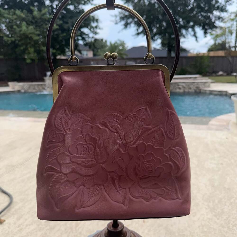 Patricia Nash Pink Rose Embossed Leather Purse Handbag #26V1026 - Picture 7 of 16